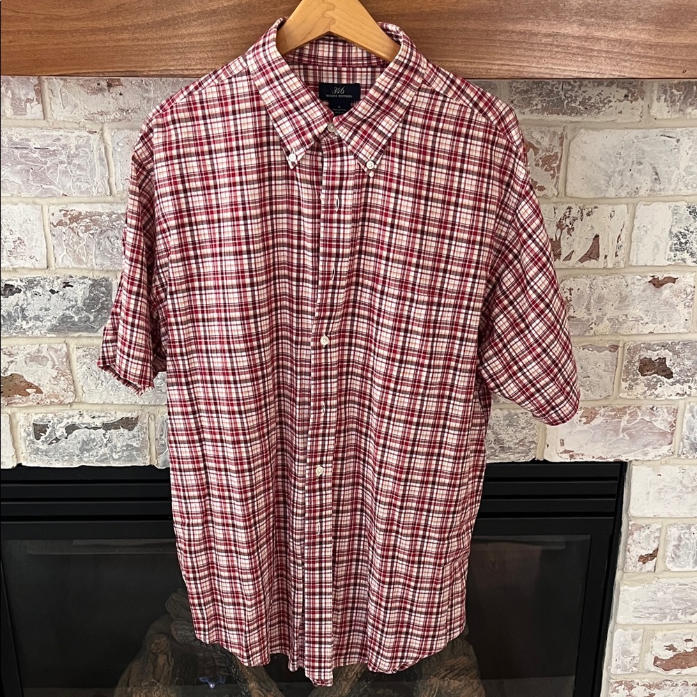Brooks Brothers Red and White Plaid Button Down Shirt